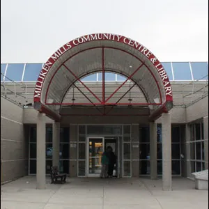 Entrance canopy at Milliken Mills Community Centre